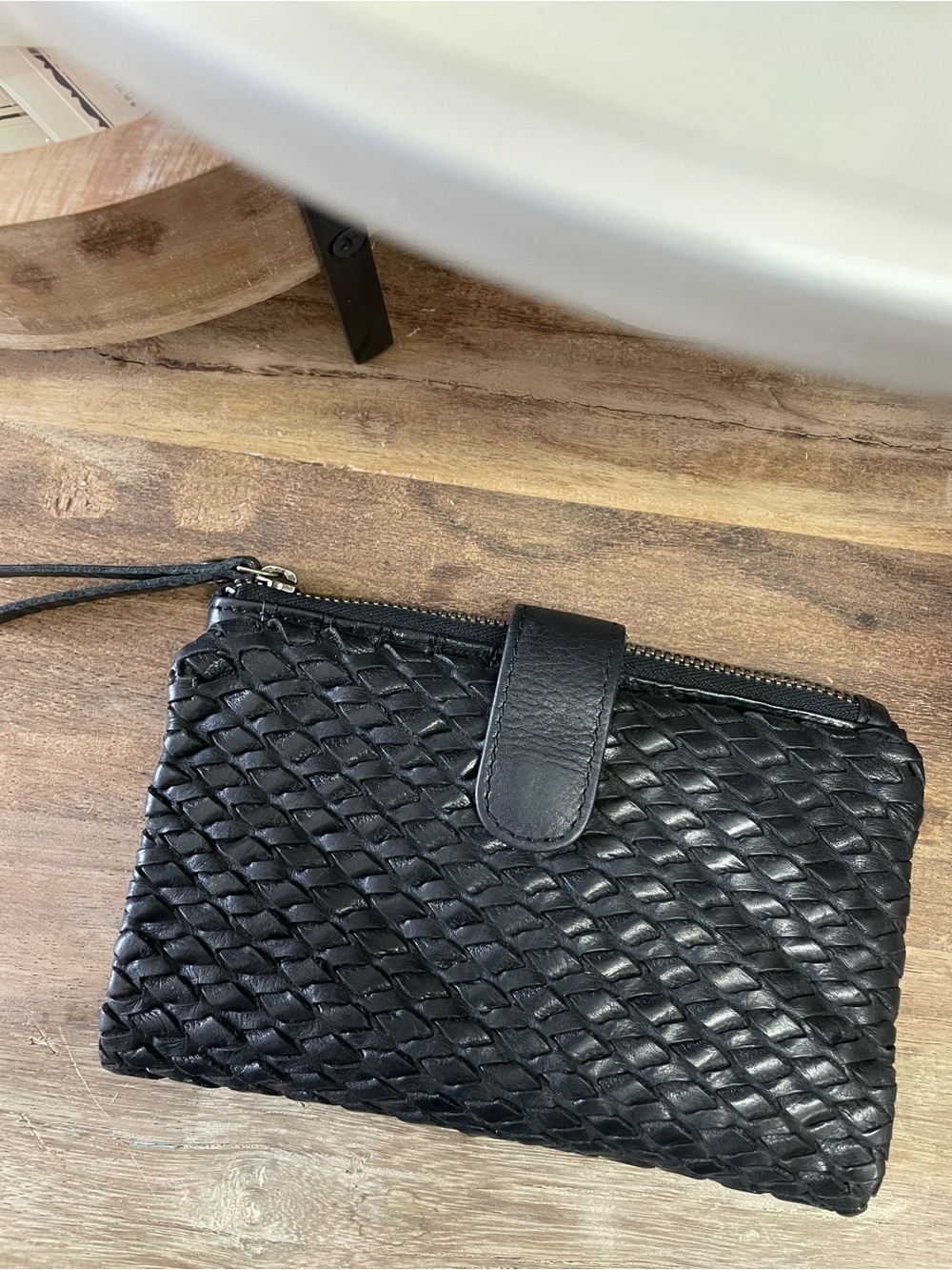 Vilenca Holland Black Woven Leather Wallet